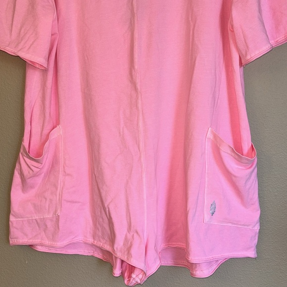 ❌SOLD!❌ NEW! FREE PEOPLE MOVEMENT MEDIUM Hot Shot Tee Romper PINK LEMONADE Short - Picture 8 of 17